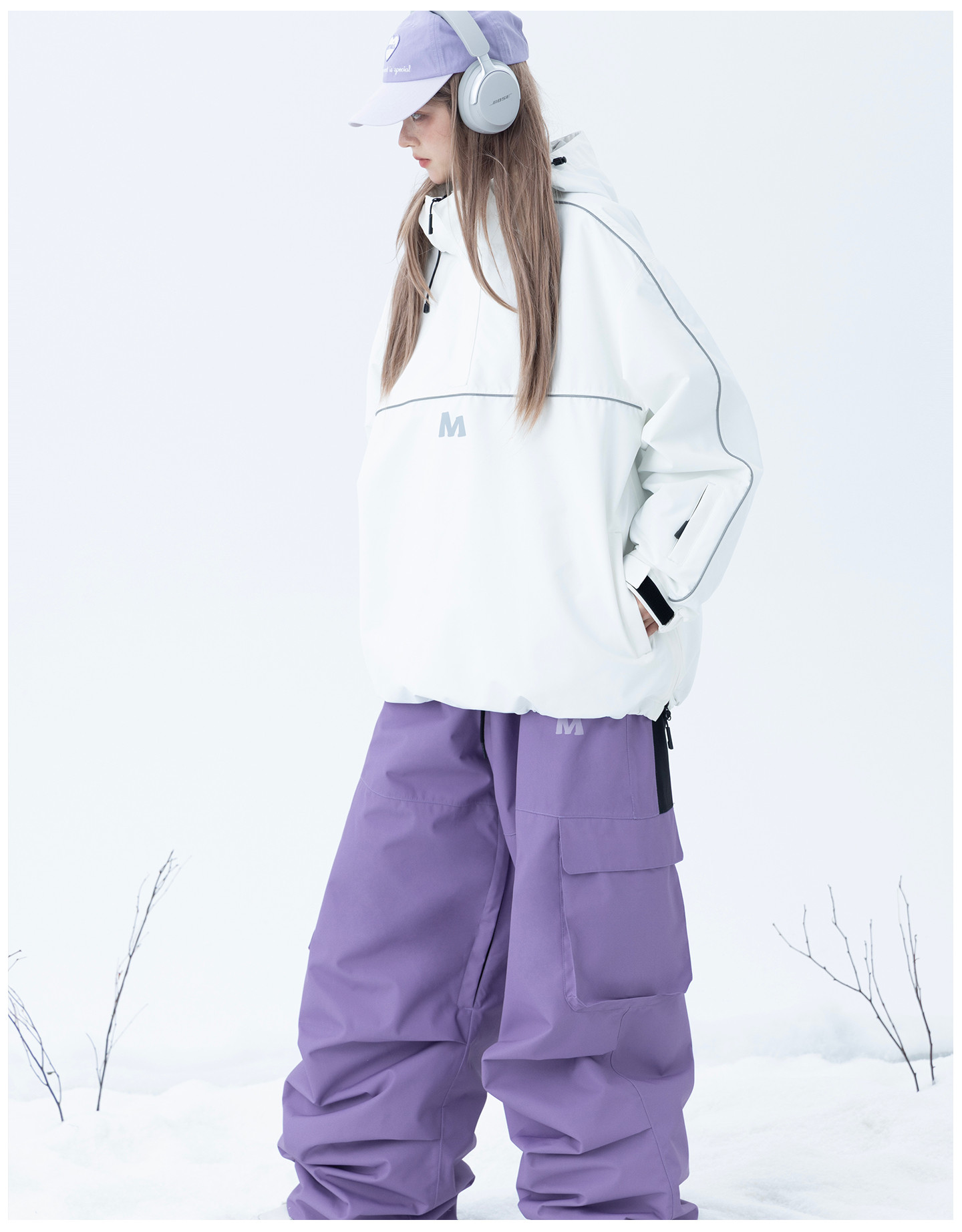 25-26秋冬限定 スノーボードウェア 3L防水 紫 パンツ ズボン メンズ レディース スノボウェア SN089