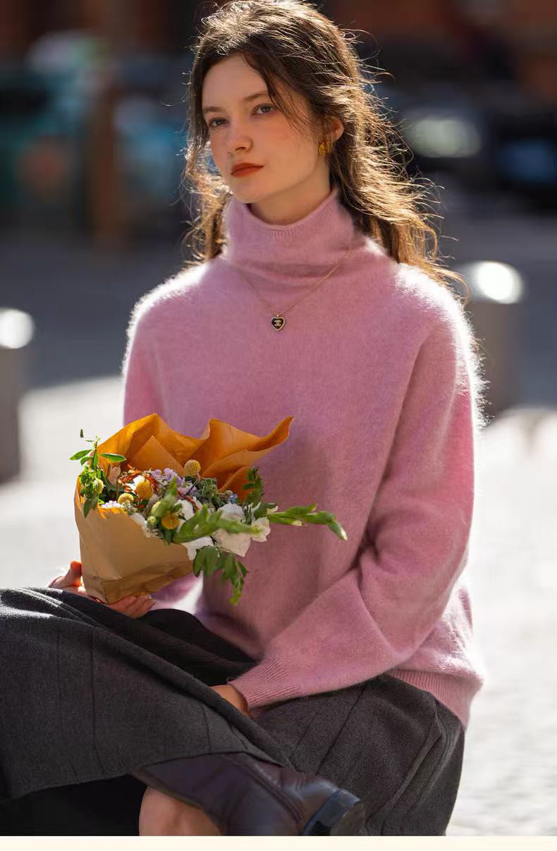 秋冬向きタートルネックニットセーター　6色