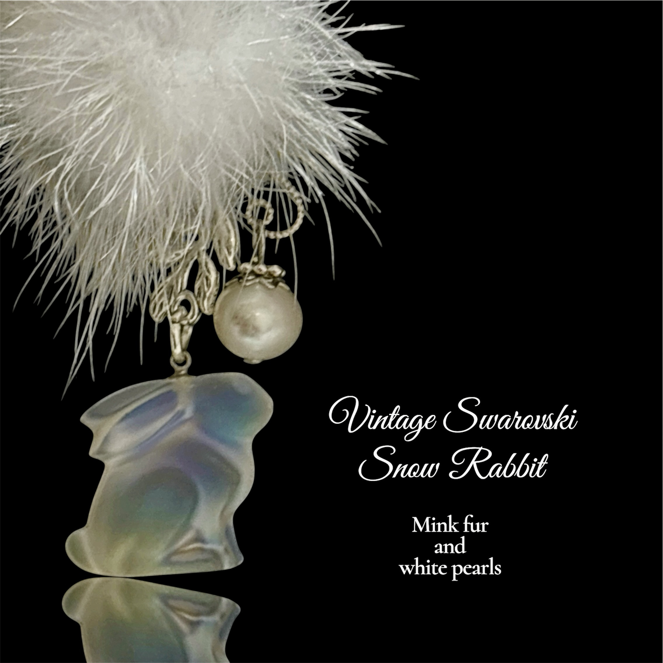 【レア】ヴィンテージスワロフスキー《白うさぎ》帯飾り:.✿*:・