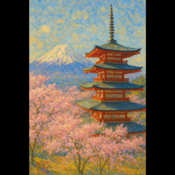 アトリエ富士吉田から金の赤富士○がんどうあつし絵画油絵F6号額縁付