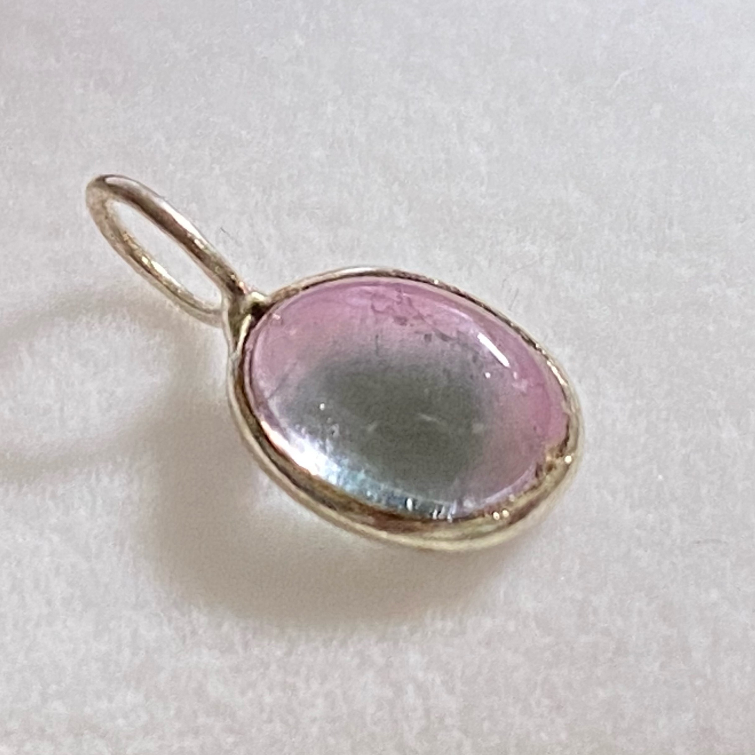 バイカラートルマリン　シルバーチャーム　天然石CA16