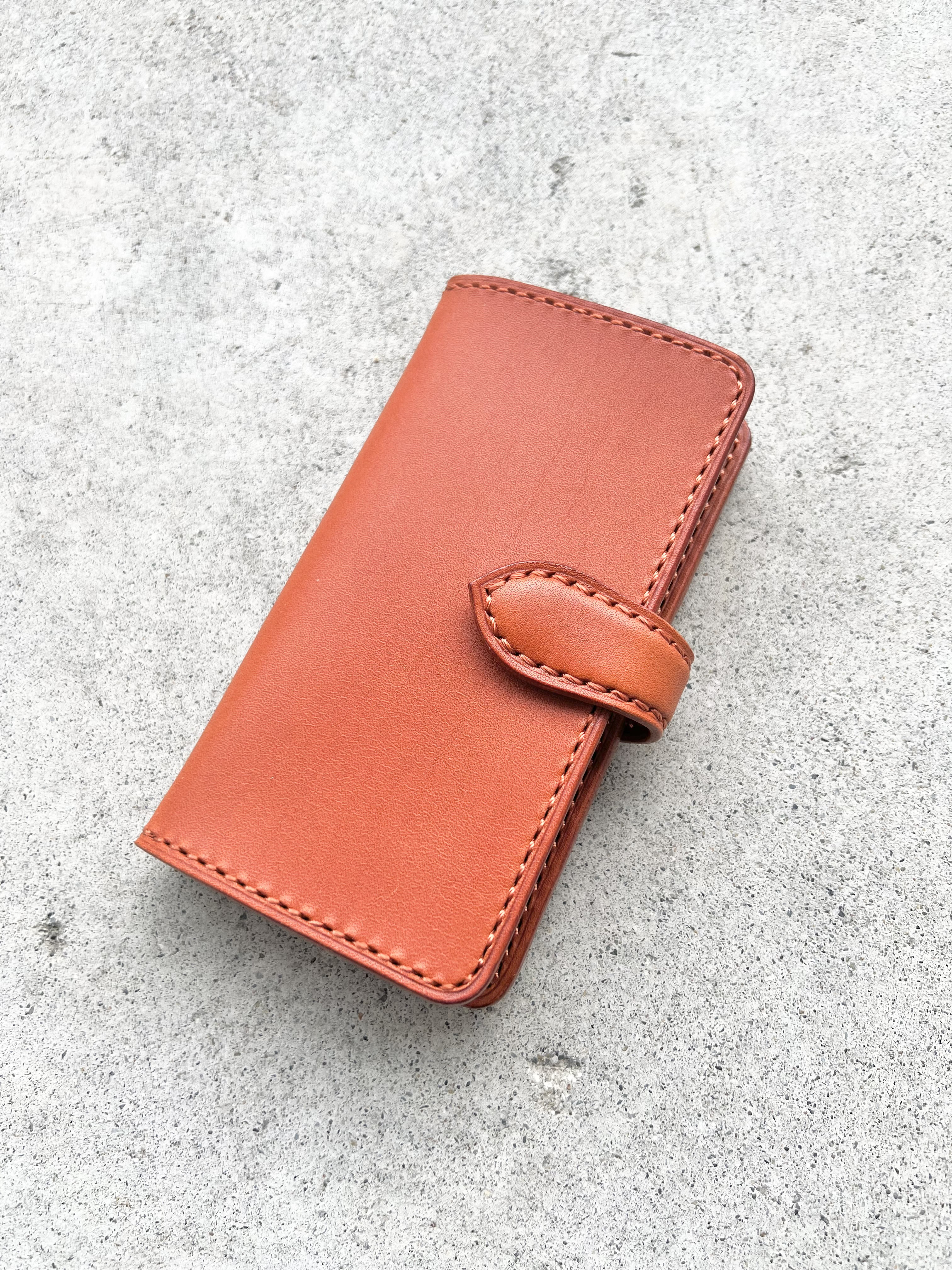 iPhone & android 手帳型　レザーケース　　キャメル