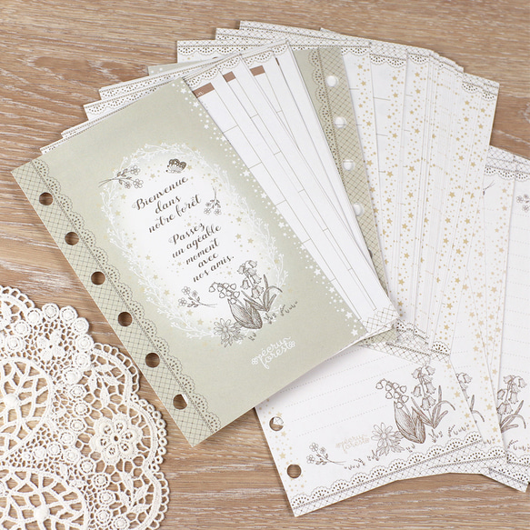 デコできるレフィルセット 【ミニ6穴 】システム手帳 花柄 シンプル