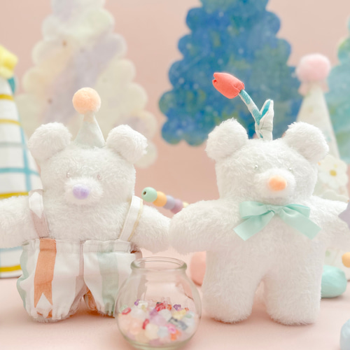 やさしい白くまのぬいぐるみ｜こんぺいとうの森のくまさん ぬいぐるみ