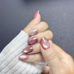 218》ダルメシアン柄 ピンク くすみカラー ぷっくり ネイルチップ 秋