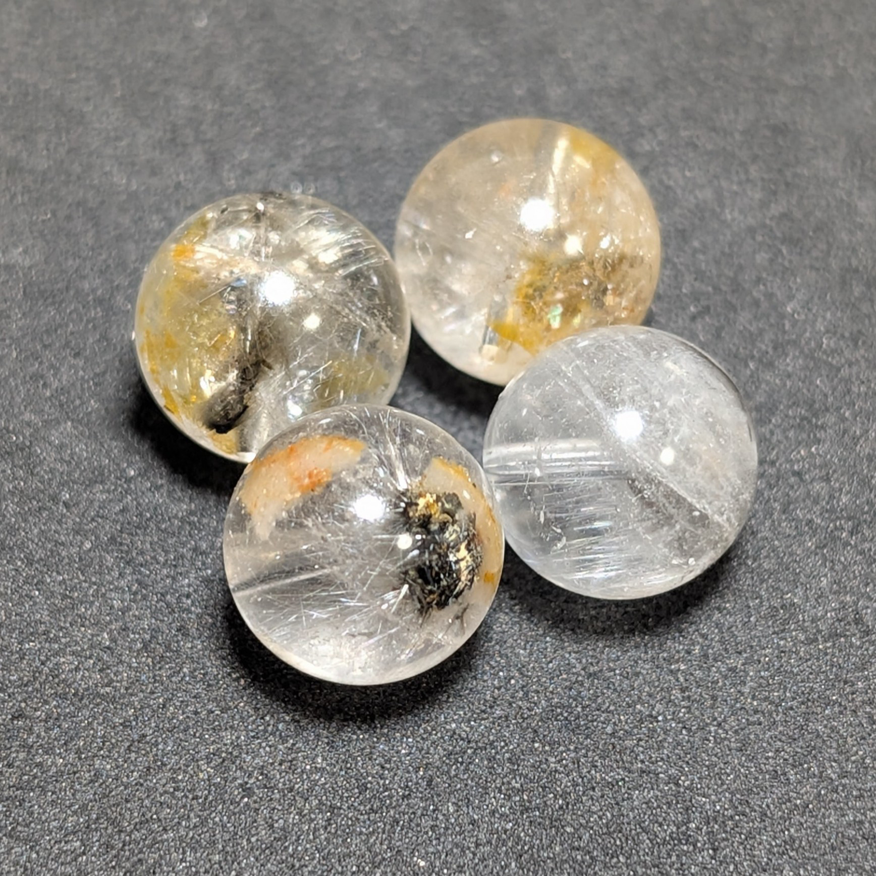 プラチナルチル クォーツ 11mm 1粒売り 白金に輝く天然石 鉱物 ブルッカイト 4粒限定 オブジェ お守り リメイク