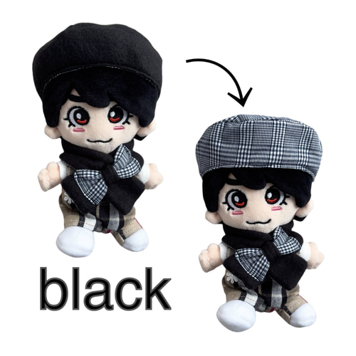 ぬい用】リバーシブルベレー帽&リボン付きマフラー2点セット