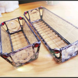 ステンドグラス 水に浮かぶアヒル サンキャッチャーパネル モビール