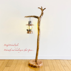 L字を描く古木風な流木スタンド ランタンやエアプラントを飾れる置物 北欧 照明 N110 9枚目の画像