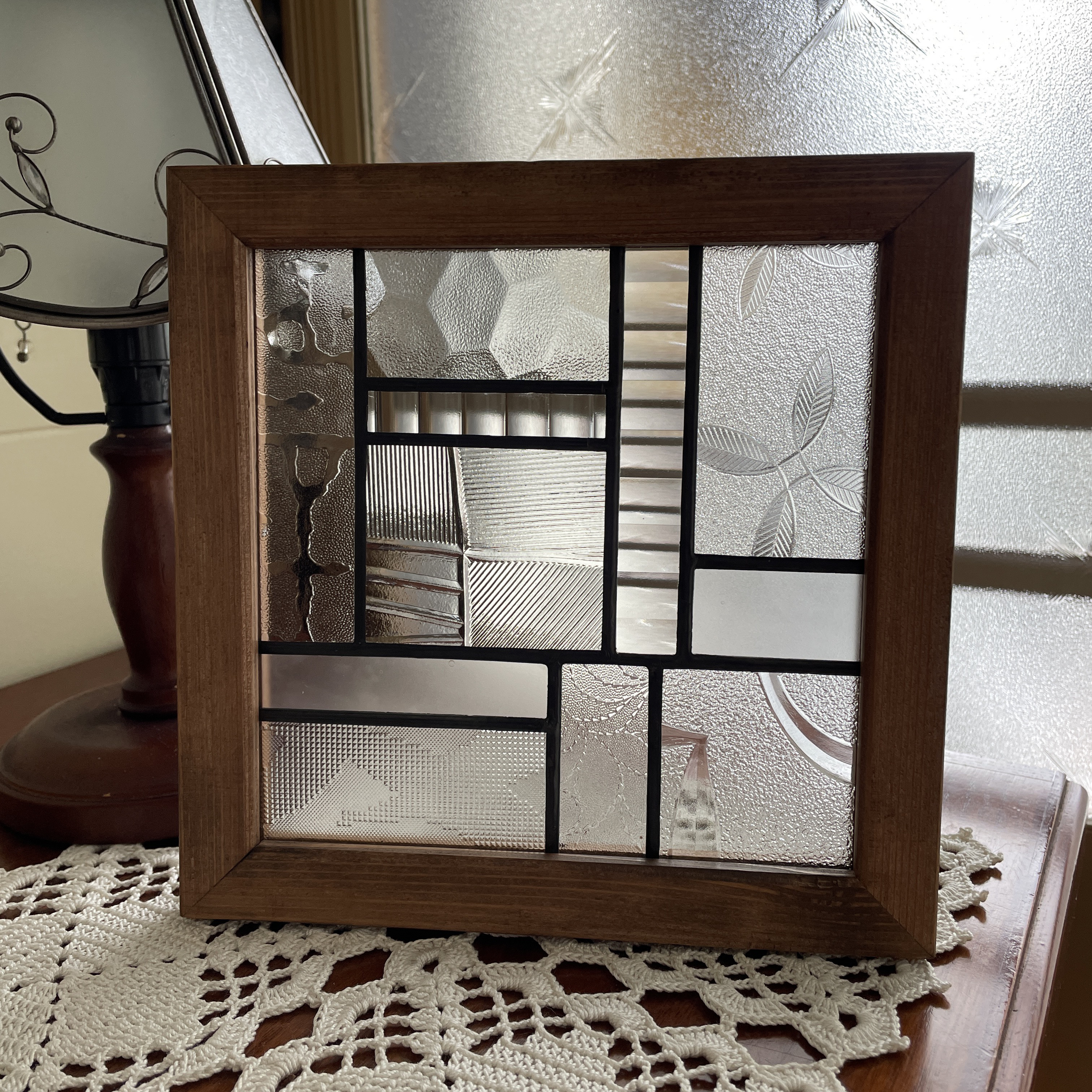 ステンドグラス　パネル　昭和レトロ　クリア