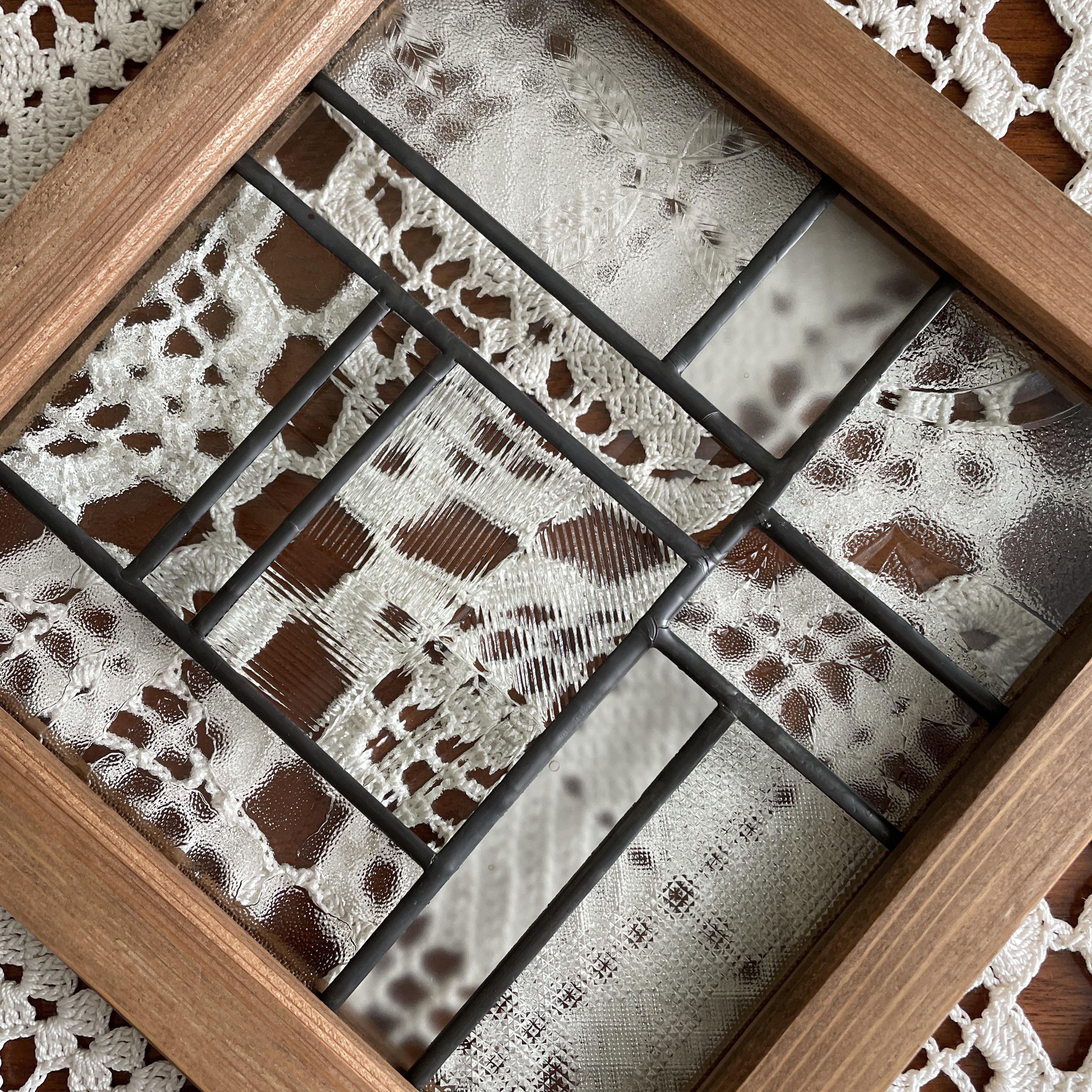 ステンドグラス　パネル　昭和レトロ　クリア