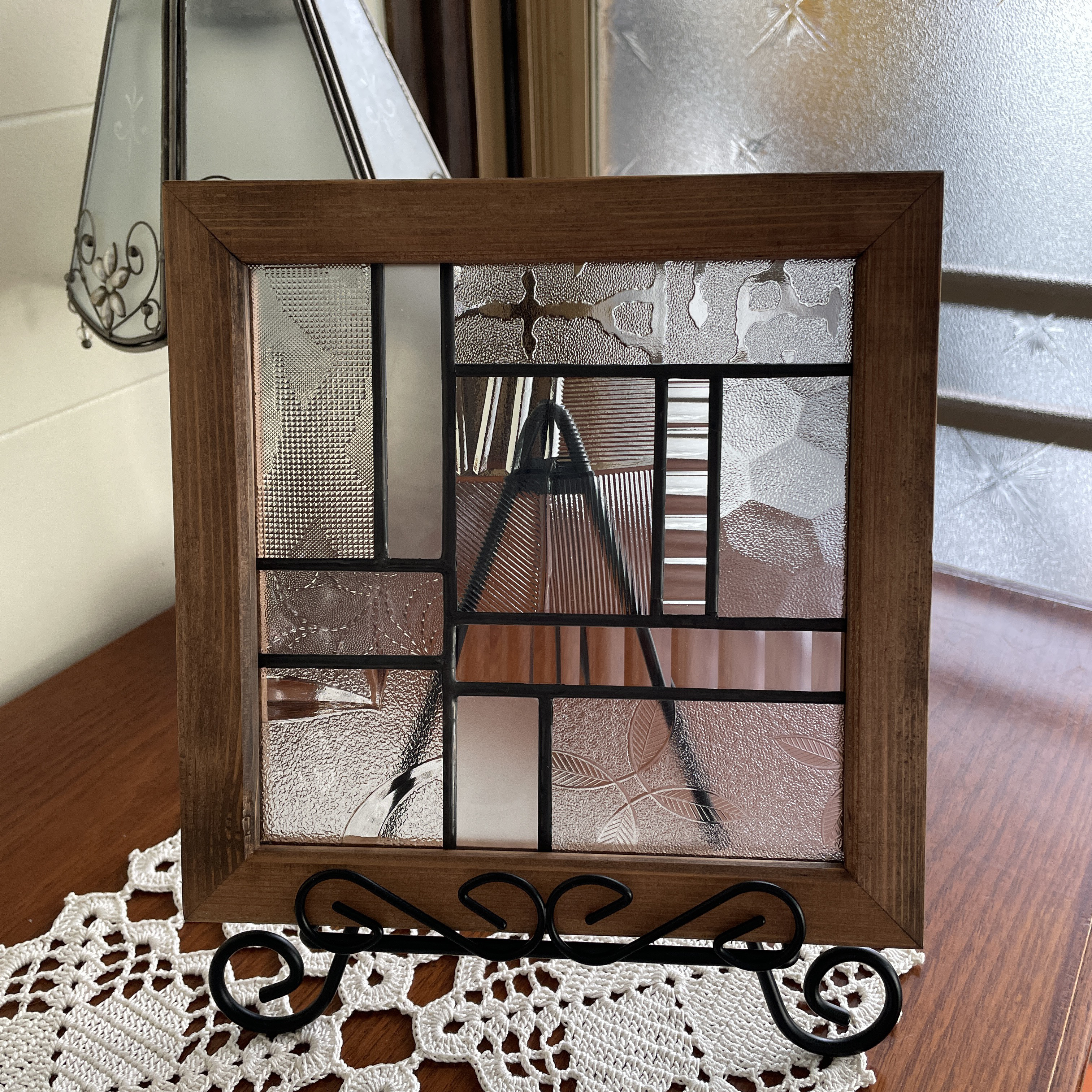 ステンドグラス　パネル　昭和レトロ　クリア