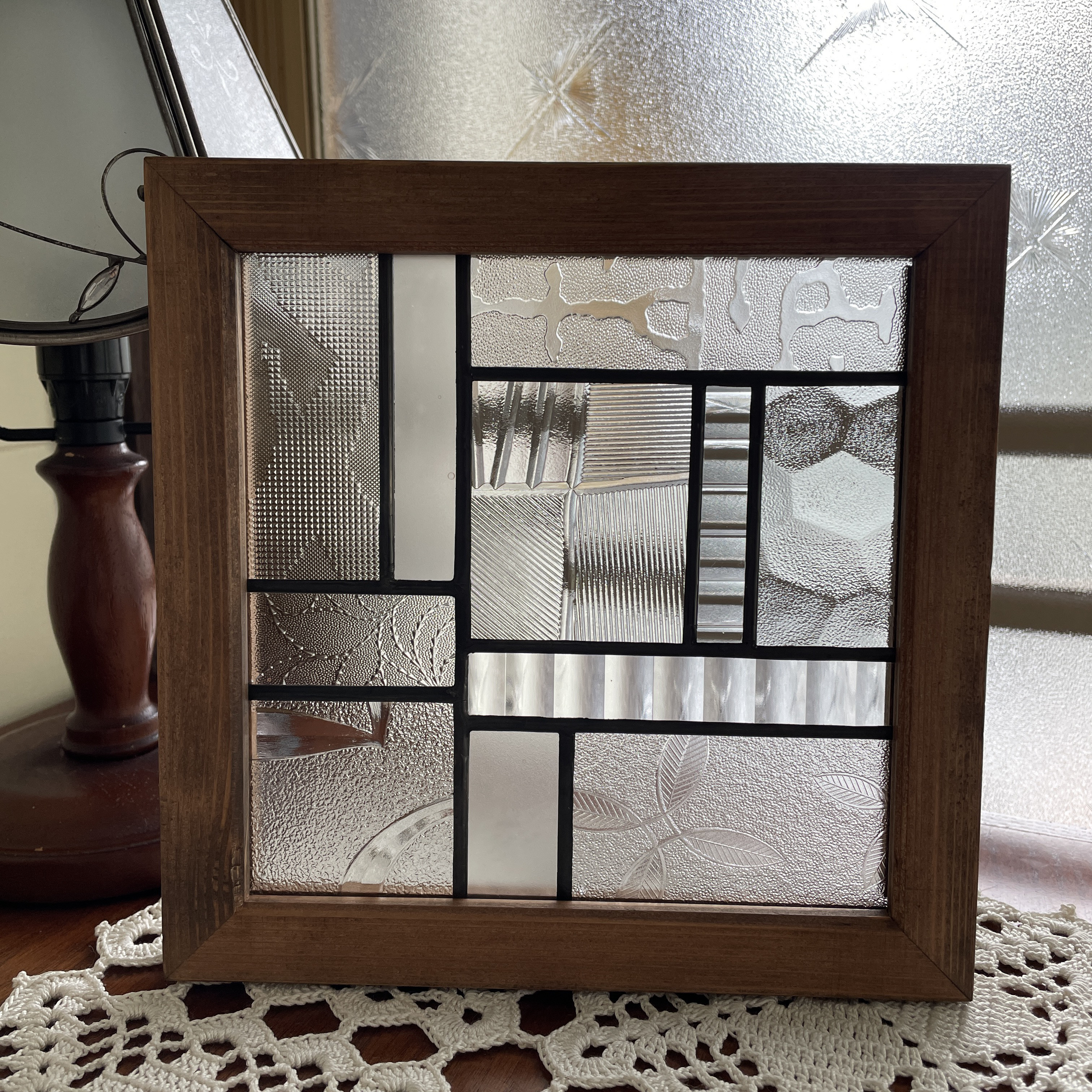 ステンドグラス　パネル　昭和レトロ　クリア