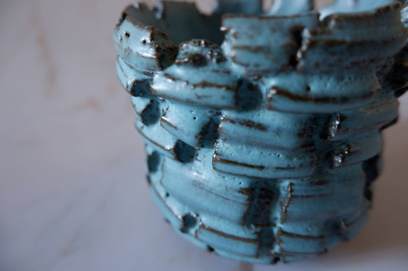 3号ヒスイ青裂紋鉢327　塊根植物　多肉植物　アガベ　盆栽　植木鉢　作家鉢　鉢皿　沖縄 2枚目の画像