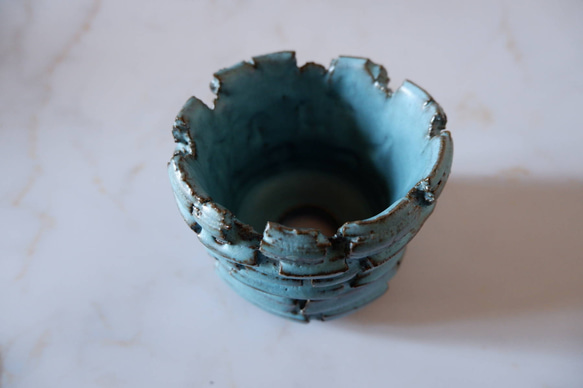 3号ヒスイ青裂紋鉢327　塊根植物　多肉植物　アガベ　盆栽　植木鉢　作家鉢　鉢皿　沖縄 4枚目の画像