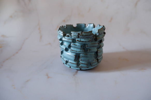 3号ヒスイ青裂紋鉢327　塊根植物　多肉植物　アガベ　盆栽　植木鉢　作家鉢　鉢皿　沖縄 1枚目の画像