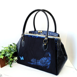 ウィリアムモリス生地使用 がま口バッグ ハンドメイド バイン ヴァイン