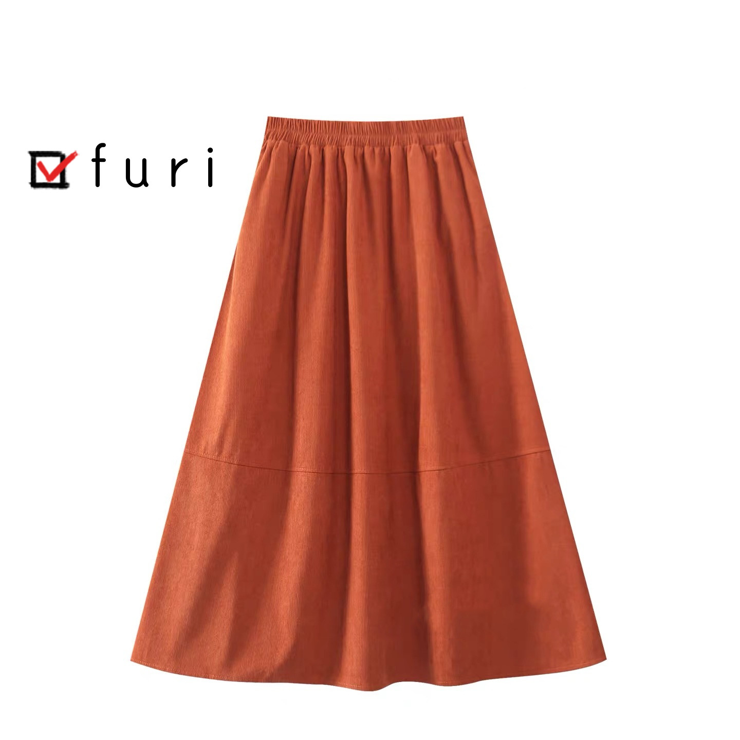 上品で大人な色合い 暖かい コーデュロイ ギャザースカート