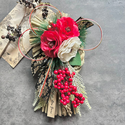 No.74 カラー八の字しめ縄リース2024 ハンドメイドお正月飾り 玄関