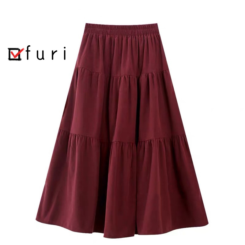 上品で大人な色合い 暖かい コーデュロイ ギャザースカート