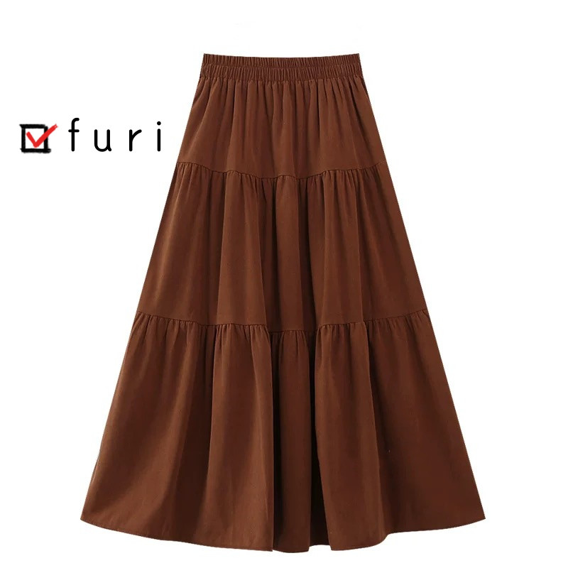 上品で大人な色合い 暖かい コーデュロイ ギャザースカート