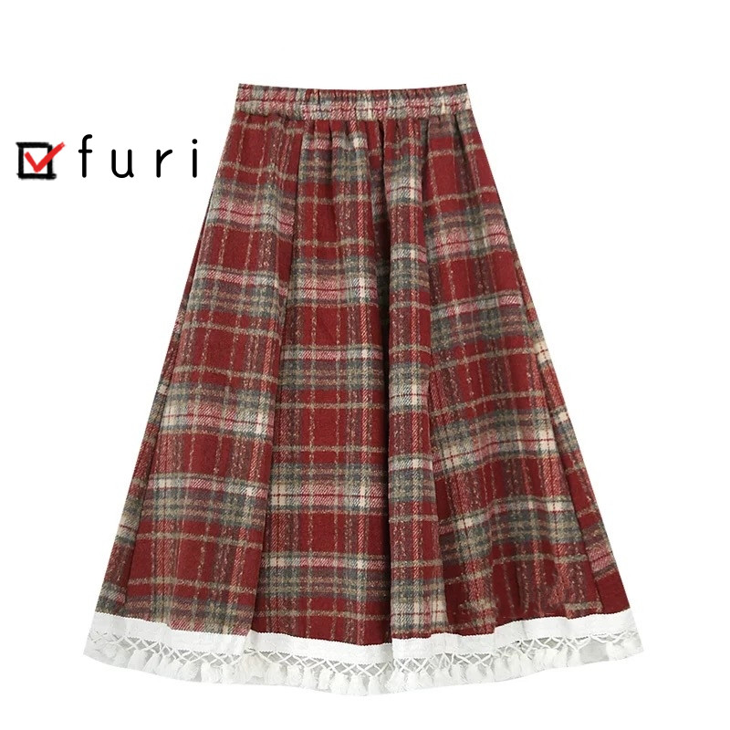 上品で大人な色合い 暖かい ギャザースカート