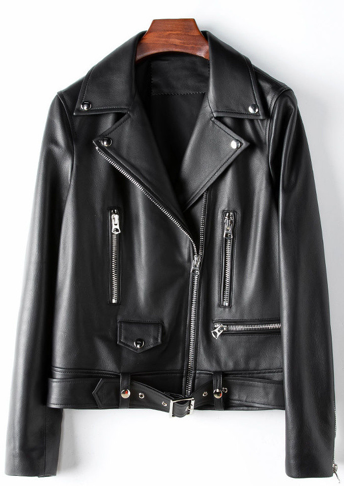 新品 限定レディース上質 本革↑ラムレザージャケット黒☆ラムレザーコート