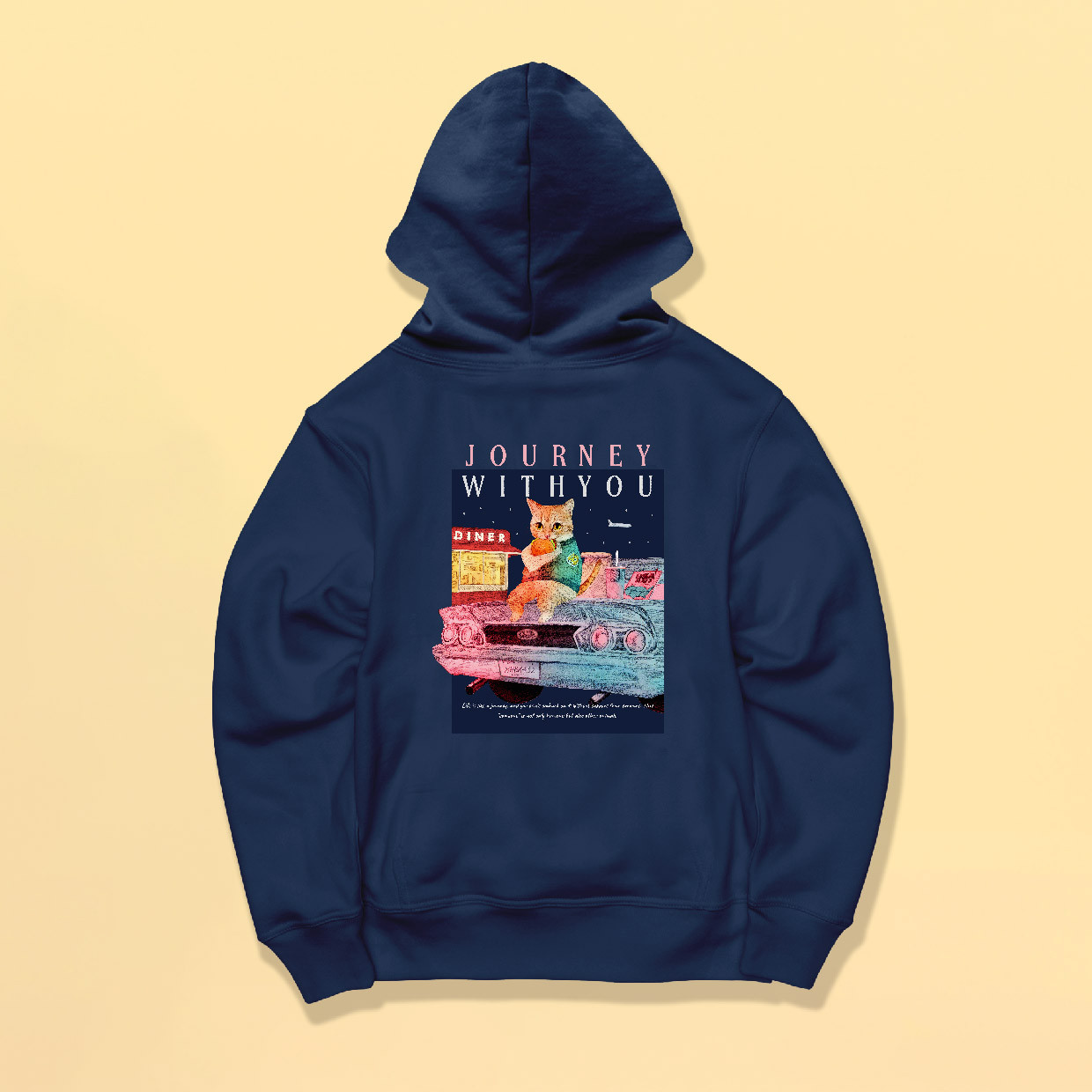 「Journey with you Midnight drive.」しっかりコットン生地/プルオーバーパーカー/送料無料