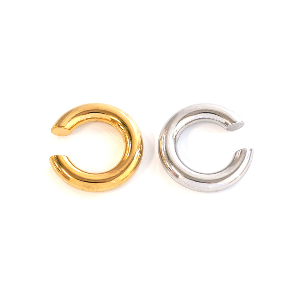 ese164 [訂製/4個裝] 18KGP 簡約粗圓耳夾，線徑約4毫米，外徑約19毫米，不鏽鋼 第5張的照片