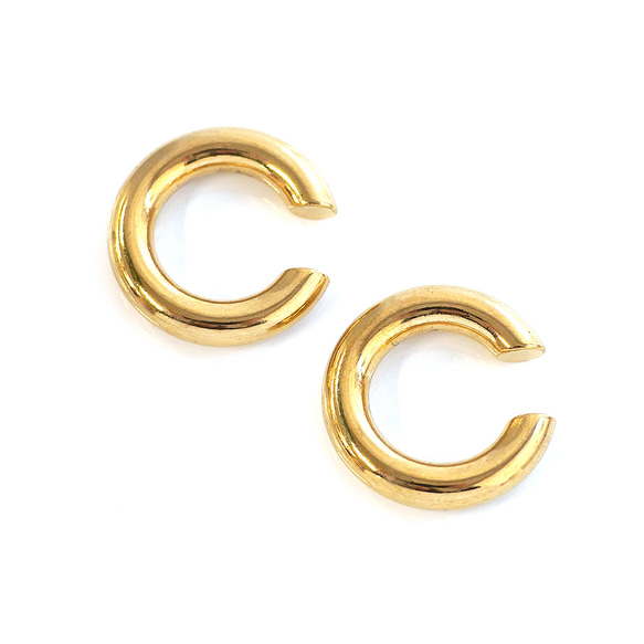 ese164 [訂製/4個裝] 18KGP 簡約粗圓耳夾，線徑約4毫米，外徑約19毫米，不鏽鋼 第3張的照片