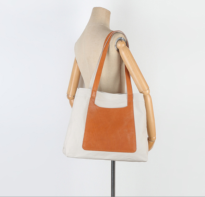 レザー キャンバストートバッグ  ショルダー バッグ  A4  大容量肩掛けバッグ メンズ レディース 4色選択可