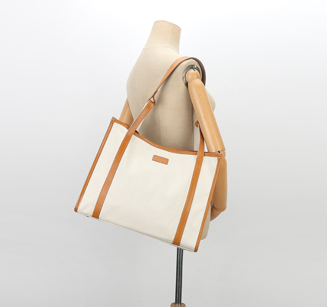 レザー キャンバストートバッグ  ショルダー バッグ  A4  大容量肩掛けバッグ メンズ レディース2色選択可