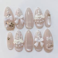 サイズオーダー ネイルチップ クリスマス マグ チェック フリル 大人