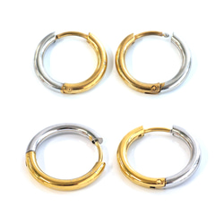 ese165-1 [2對] 圓形雙色耳環，線徑（粗細）約2毫米，外徑約14毫米，316L醫用級不鏽鋼 第5張的照片