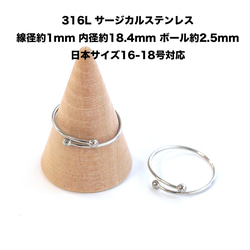 esr18-1 [10個] 簡易扭環，適用於16-18號尺寸，線徑：約1毫米，醫用級316L不鏽鋼 第1張的照片