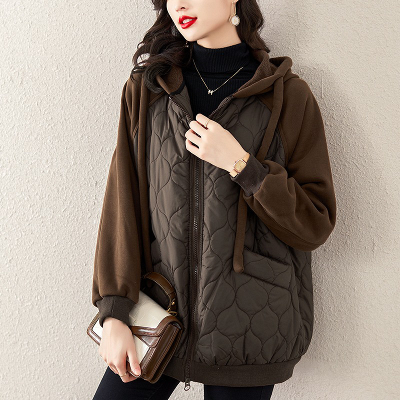 レディース キルティングコート フード付き ゆったり 厚手 防寒 アウター カジュアル