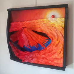 未来アートの「デコピン、打席に立つ」（クレイ絵画） 絵画 山川善作