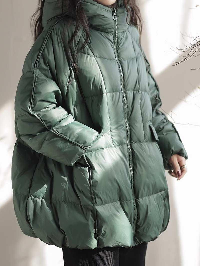 レディース パフジャケット 中綿 ゆったり カジュアル 厚手 アウター 黒 冬 4,494円