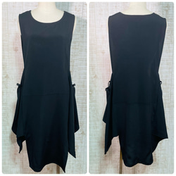 着物リメイク＊絵扇に牡丹・菊・草花模様刺繍正絹黒留袖ワンピースM