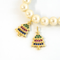 ejp935 [2 件] 三色立方氧化鋯聖誕樹吊墜 第5張的照片