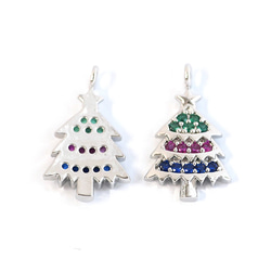 ejp935 [2 件] 三色立方氧化鋯聖誕樹吊墜 第8張的照片