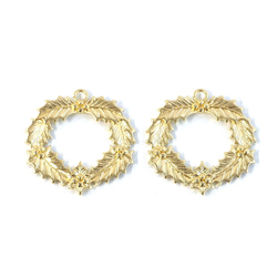 ejp936 [2件裝] 冬青花環聖誕冬季圖案吊墜 第4張的照片