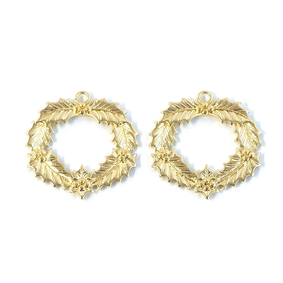 ejp936 [2件裝] 冬青花環聖誕冬季圖案吊墜 第4張的照片