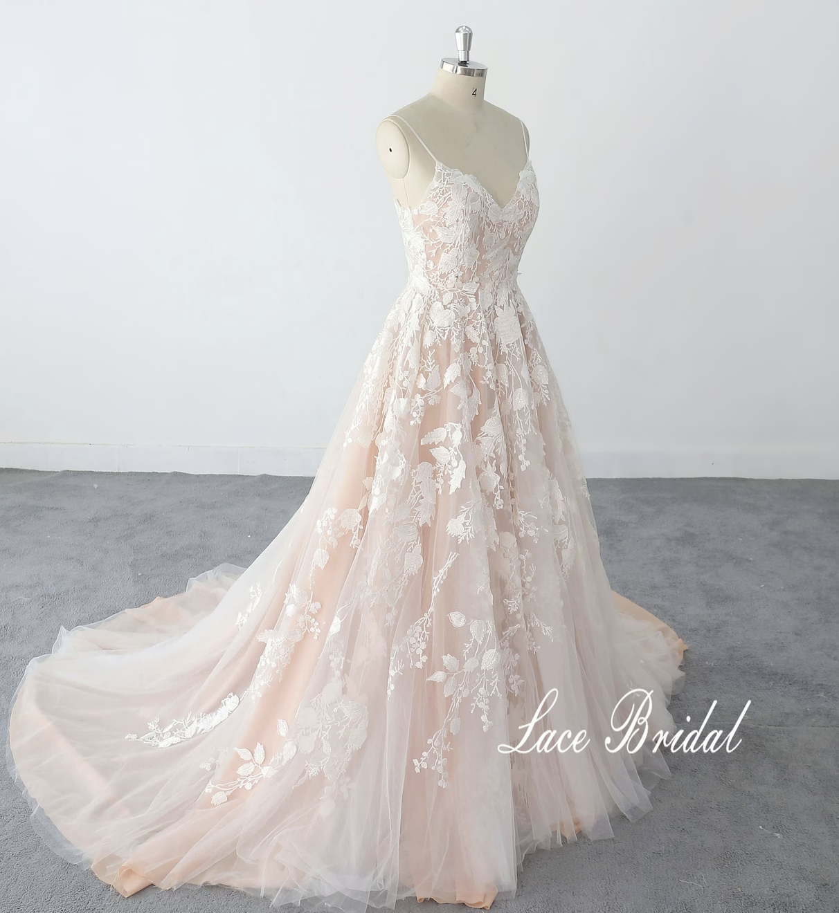 カラードレスお直しライピンクレースチュールオフショルダーウェディングドレスロングワンピー46