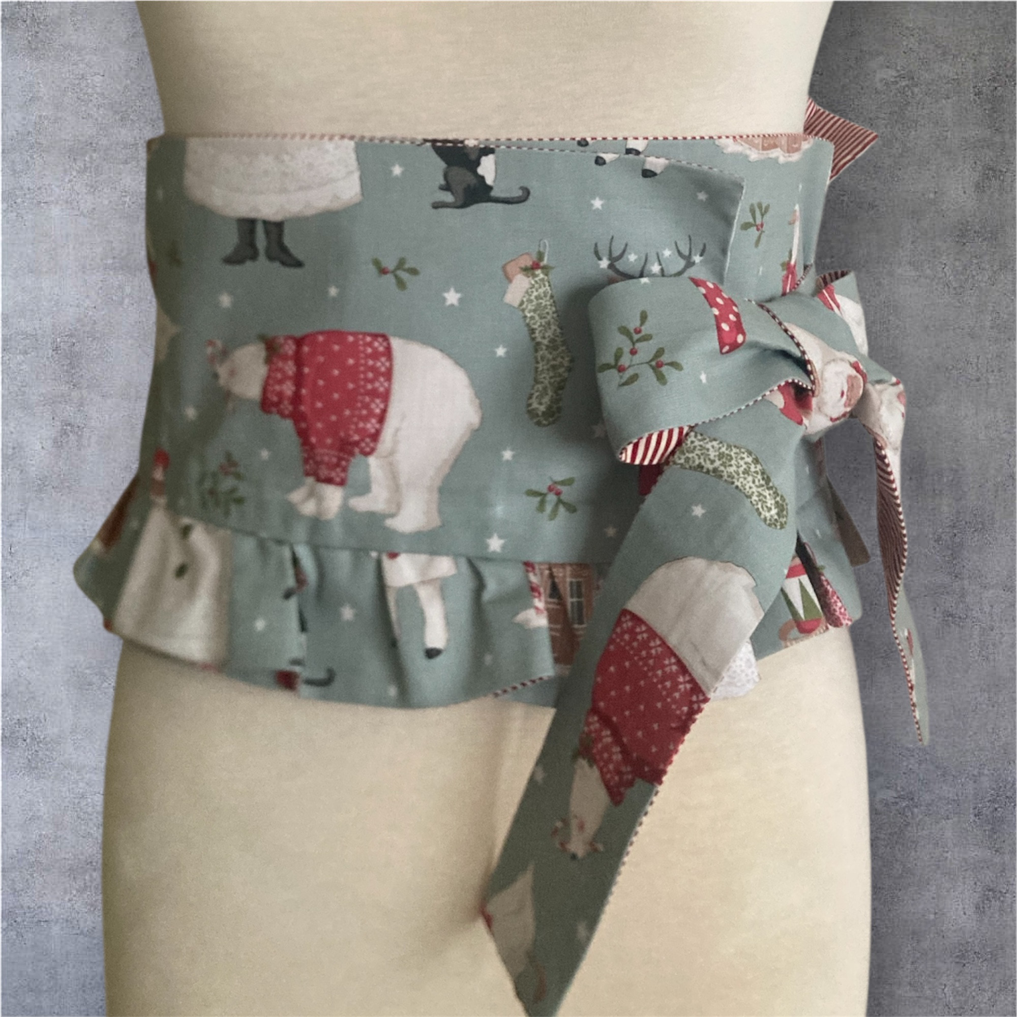 Ü☆Handmade☆rubanÜ帯 『ティルダ（クリスマス）✖️ストライプ』