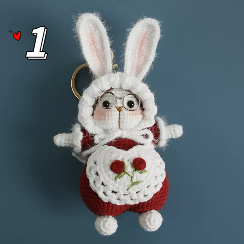 毛糸 手作り 刺繍 編みぐるみ ニット人形 キーホルダー バッグチャーム