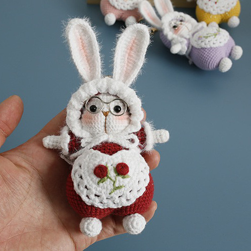 毛糸 手作り 刺繍 編みぐるみ ニット人形 キーホルダー バッグチャーム