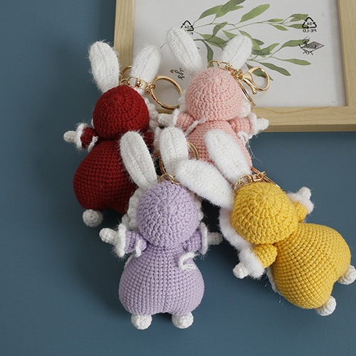 毛糸 手作り 刺繍 編みぐるみ ニット人形 キーホルダー バッグチャーム