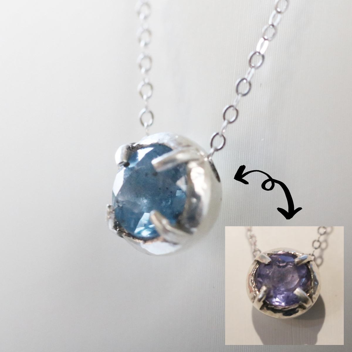 （Siver925）カラーチェンジ・フローライトの2wayスフィア・ネックレス（6mm・45cm） 5,533円