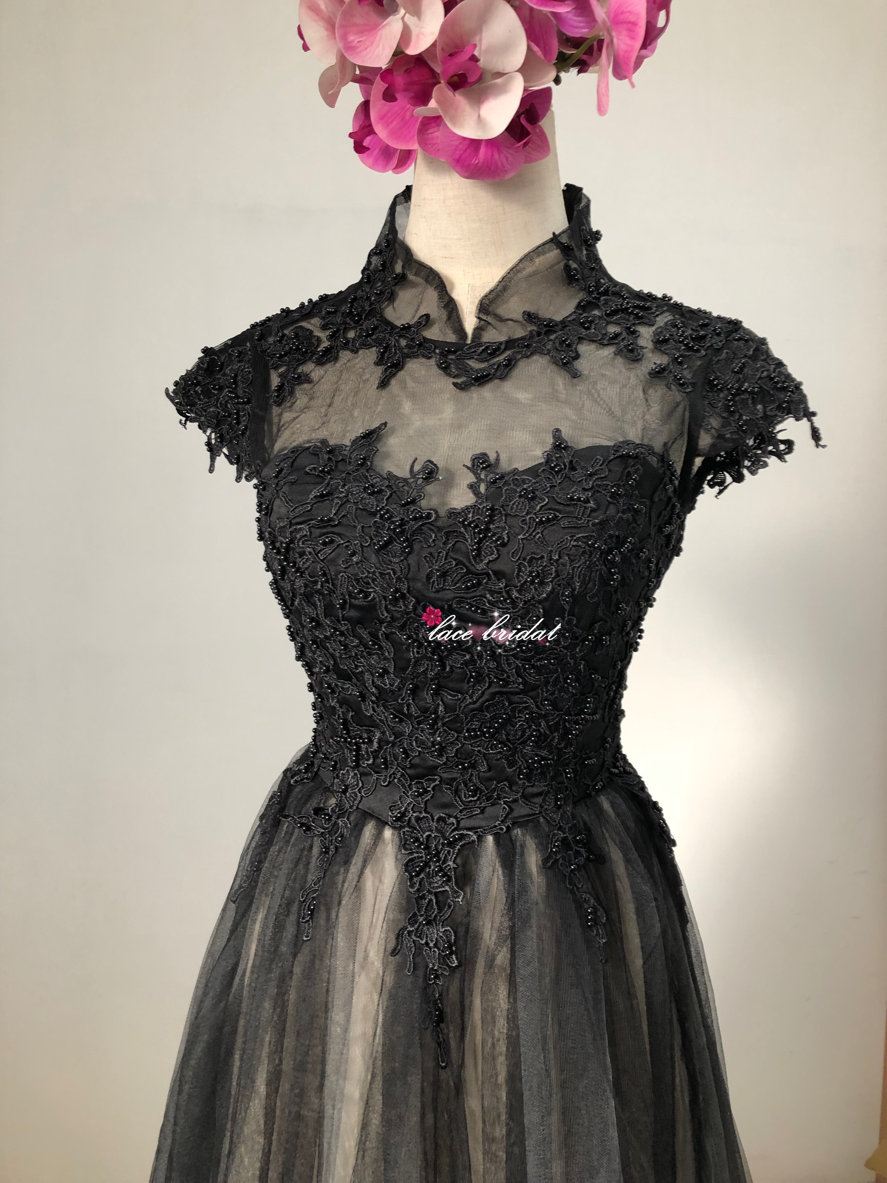 ハイネックブラック同窓会二次会パーティードレスワンピースオーダーメイド18